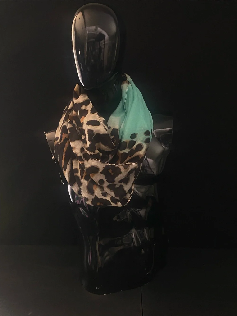 Light Aqua Leopard Print Women's infinity Scarf